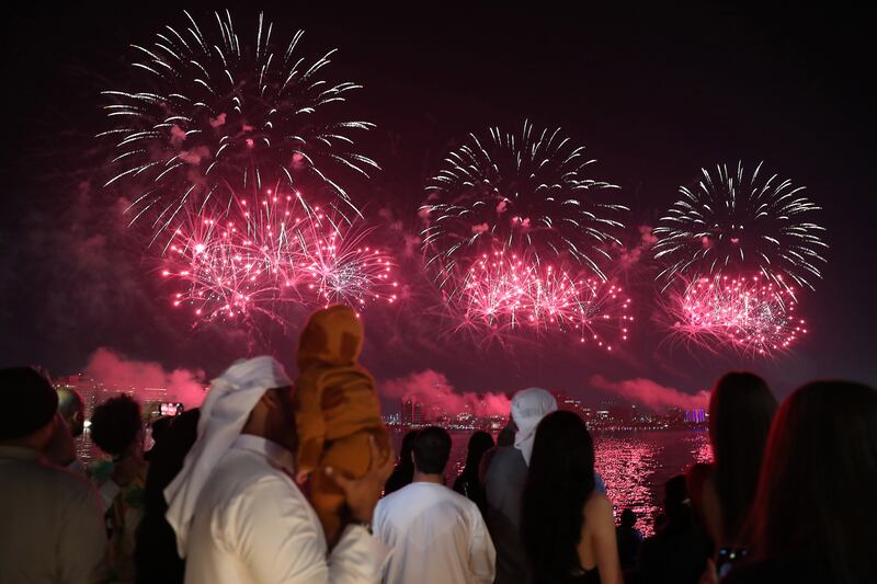 Yas Island will host two fireworks shows this year, one at 9pm and one midnight. Pawan Singh / The National