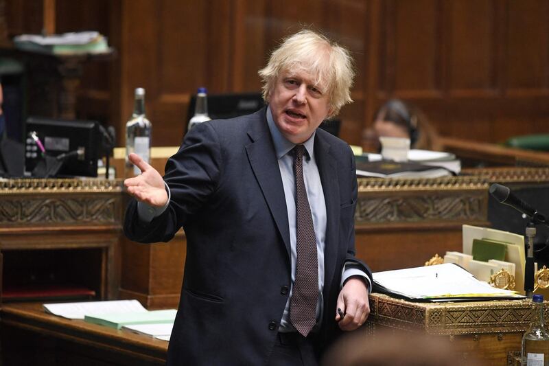 A handout photograph released by the UK Parliament shows Britain's Prime Minister Boris Johnson delivering a statement on the Government's 'Integrated Review' in a socially distanced, hybrid session at the House of Commons, in central London on March 16, 2021.  Britain on Tuesday announced plans to increase its stockpile of nuclear weapons, reversing a trend towards disarmament after the end of the Cold War. A government review of defence, security and foreign policy said emerging threats made it no longer possible to stick to its commitment to reduce warheads.
 - RESTRICTED TO EDITORIAL USE - NO USE FOR ENTERTAINMENT, SATIRICAL, ADVERTISING PURPOSES - MANDATORY CREDIT " AFP PHOTO / Jessica Taylor /UK Parliament"
 / AFP / UK PARLIAMENT / JESSICA TAYLOR / RESTRICTED TO EDITORIAL USE - NO USE FOR ENTERTAINMENT, SATIRICAL, ADVERTISING PURPOSES - MANDATORY CREDIT " AFP PHOTO / Jessica Taylor /UK Parliament"
