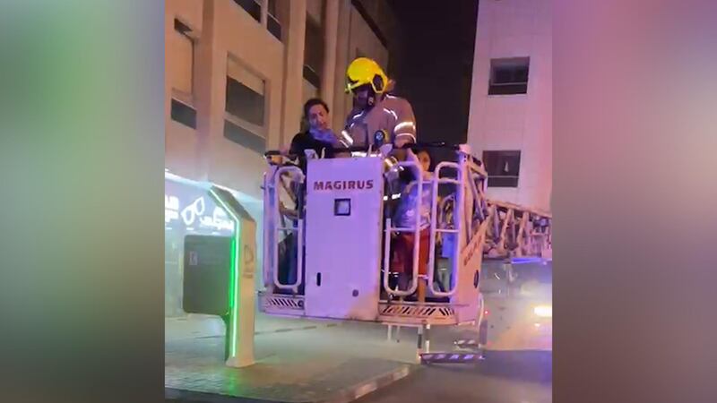 Firefighters tackle Thursday night's blaze in Dubai. Courtesy: Civil Defence