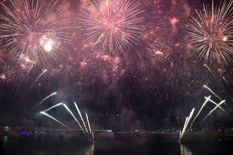 Fireworks display for UAE's 51st National Day on Al Maryah Island, Abu Dhabi. Khushnum Bhandari / The National
