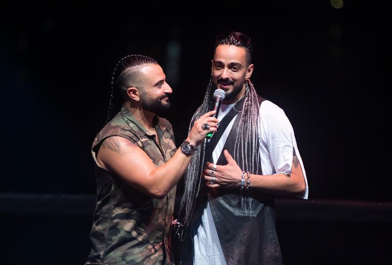 Mayyas' choreographer Nadim Cherfan with Kris Fade at The Pointe, Dubai.  