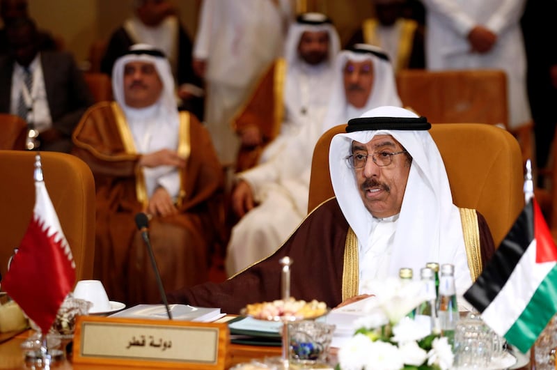 Head of Qatari delegation and Qatar's permanent representative to the Arab League Saif Al-Buainain attends the Arab Foreign meeting in Riyadh, Saudi Arabia. Faisal Al Nasser / Reuters