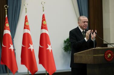 Turkish President Recep Tayyip Erdogan attends a ceremony in Ankara, Turkey, December 16, 2020. Presidential Press Office/Handout via REUTERS