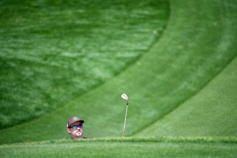 Mikko Korhonen plays a shot out of the bunker during the Hero Indian Open in New Delhi, India. Getty Images