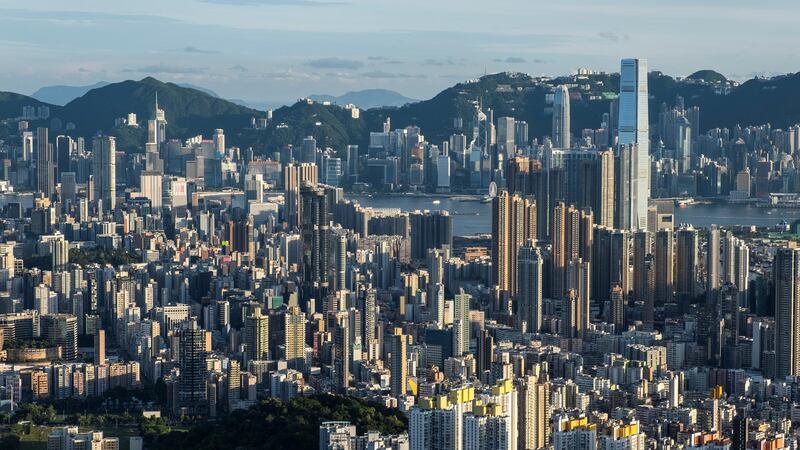 HONG KONG, CHINA - 2020/06/29: A general view of the skyline and buildings from the Beacon Hill in Hong Kong. (Photo by Chan Long Hei/SOPA Images/LightRocket via Getty Images)