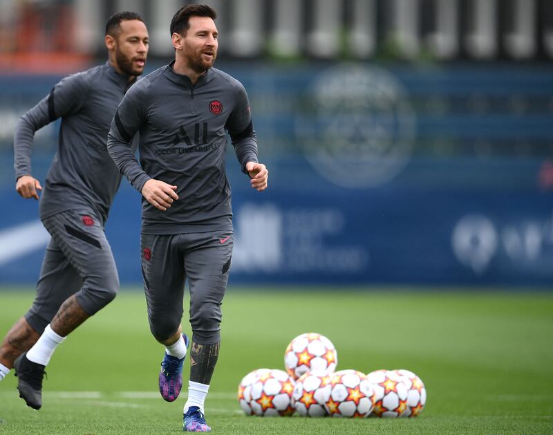 Lionel Messi and Neymar at training. AFP