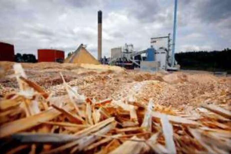 Fir and pine chips are piled high outside the electricity and heating plant in Vaxjo, Sweden. Sweden uses proportionately more renewable fuels than any other European nation.
