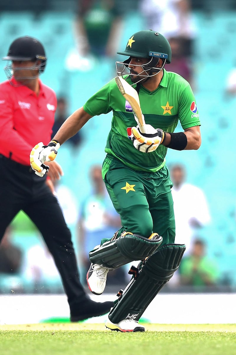 Pakistan's Babar Azam runs between the wickets during the Twenty20 cricket match between Australia and Pakistan at the Sydney Cricket Ground in Sydney on November 3, 2019. (Photo by Saeed KHAN / AFP) / -- IMAGE RESTRICTED TO EDITORIAL USE - STRICTLY NO COMMERCIAL USE --