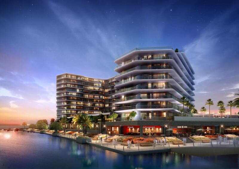 The Hadeel development will look out on to the water with views of Yas Island. Rendering courtesy Aldar