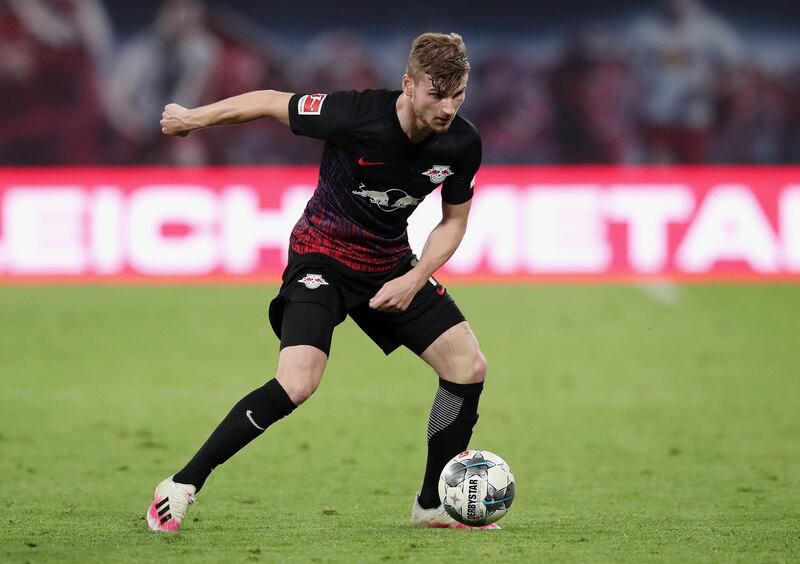Timo Werner in possession against Dusseldorf. EPA