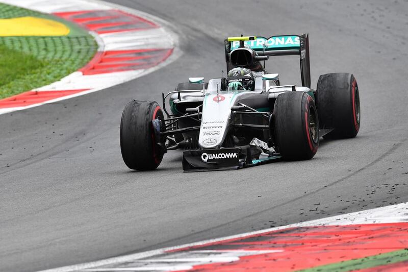 Mercedes driver Nico Rosberg steers his car during the Formula One Austrian Grand Prix, at the Red Bull Ring racetrack, in Spielberg, Austria, Sunday, July. 3, 2016. Kerstin Joensson / AP Photo