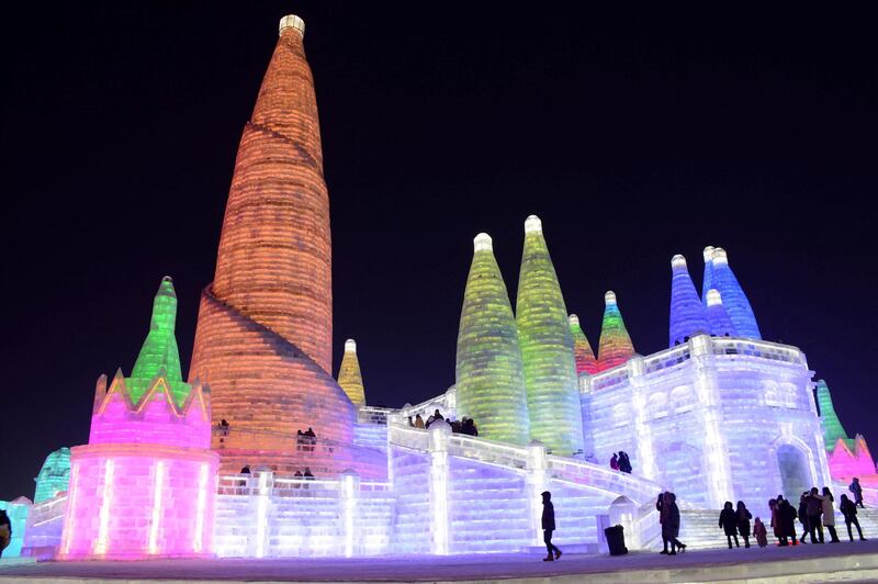The Harbin International Ice and Snow Sculpture Festival in Harbin in north-eastern China. Chinatopix via AP