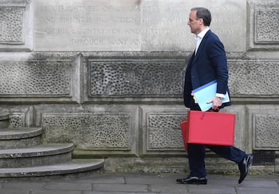 epa08352229 Britain's Foreign Secretary Dominic Raab arrives at Downing Street ahead of a COBRA meeting in London, Britain, 09 April 2020. The COBRA meeting is being held to discuss the UK lockdown measures. Countries around the world are taking increased measures to stem the widespread of the SARS-CoV-2 coronavirus which causes the Covid-19 disease.  EPA/NEIL HALL