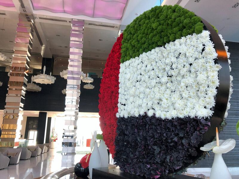 Abu Dhabi, United Arab Emirates - November 29, 2018: Flower arrangement in The Fairmont Abu Dhabi. Chris Whiteoak / The National