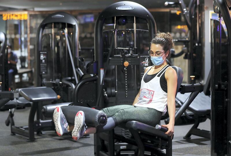 Dubai, United Arab Emirates - Reporter: Kelly Clark: News. Francesca Fattoruso does some weights at GymNation in Al Quoz as gyms across Dubai start to open. Wednesday, May 27th, 2020. Dubai. Chris Whiteoak / The National