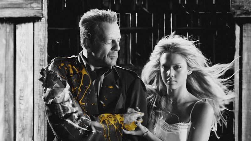 Pictured: Nancy Callahan (JESSICA ALBA, right) and John Hartigan (BRUCE WILLIS, left) in a scene from SIN CITY, written and directed by Frank Miller and Robert Rodriguez.  

Distributed by Buena Vista International. THIS MATERIAL MAY BE LAWFULLY USED IN NEWSPAPERS AND MAGAZINES ONLY TO PROMOTE THE RELEASE OF THE MOTION PICTURE ENTITLED "SIN CITY" DURING THE PICTURE'S PROMOTIONAL WINDOWS. ANY OTHER USE, RE-USE, DUPLICATION OR POSTING OF THIS MATERIAL IS STRICTLY PROHIBITED WITHOUT THE EXPRESS WRITTEN CONSENT OF MIRAMAX FILMS, AND COULD RESULT IN LEGAL LIABILITY. YOU WILL BE SOLELY RESPONSIBLE FOR ANY CLAIMS, DAMAGES, FEES, COSTS, AND PENALTIES ARISING OUT OF UNAUTHORIZED USE OF THIS MATERIAL BY YOU OR YOUR AGENTS. 

Distributed by Buena Vista International. THIS MATERIAL MAY BE LAWFULLY USED IN NEWSPAPERS AND MAGAZINES ONLY TO PROMOTE THE RELEASE OF THE MOTION PICTURE ENTITLED "SIN CITY" DURING THE PICTURE'S PROMOTIONAL WINDOWS. ANY OTHER USE, RE-USE, DUPLICATION OR POSTING OF THIS MATERIAL IS STRICTLY PROHIBITED WITHOUT THE EXPRESS WRITTEN CONSENT OF MIRAMAX FILMS, AND COULD RESULT IN LEGAL LIABILITY. YOU WILL BE SOLELY RESPONSIBLE FOR ANY CLAIMS, DAMAGES, FEES, COSTS, AND PENALTIES ARISING OUT OF UNAUTHORIZED USE OF THIS MATERIAL BY YOU OR YOUR AGENTS. 
