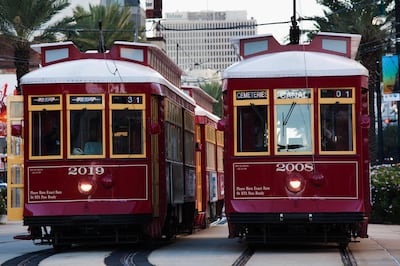 USA, Louisiana, New Orleans, streetcars, Canal Street. Getty Images
