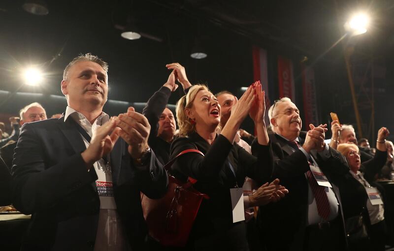 Supporters of Zoran Milanovic celebrate after exit polls were announced during the run-off of Croatia's presidential election in Zagreb, Croatia, January 5, 2020. REUTERS/Marko Djurica