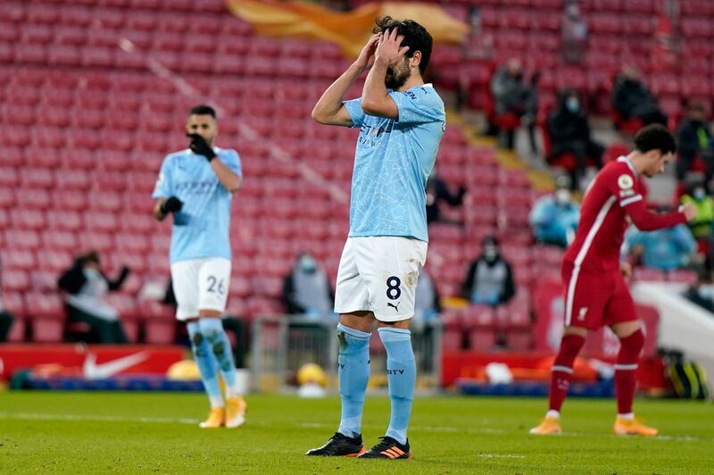 City's Ilkay Gundogan after his penalty miss. AP