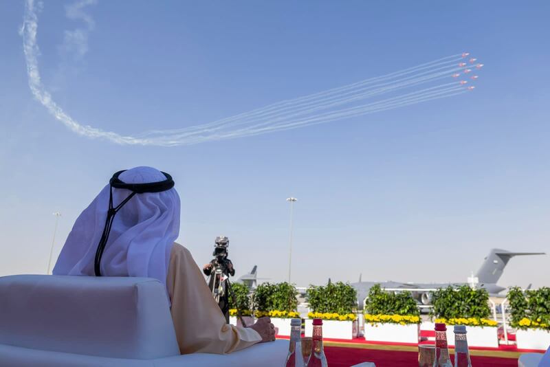 Sheikh Mohammed attended the second day of the Dubai Airshow. Photo: Dubai Media Office