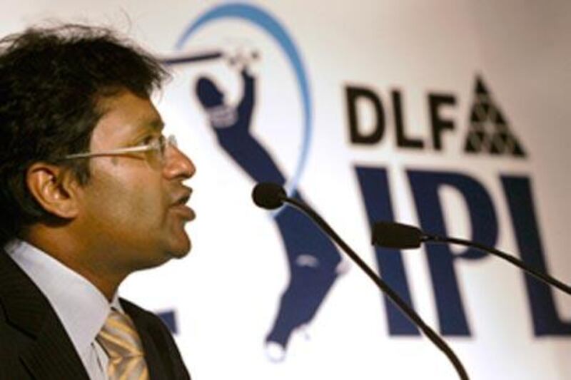 The IPL chairman, Lalit Modi, addresses a press conference in Mumbai.