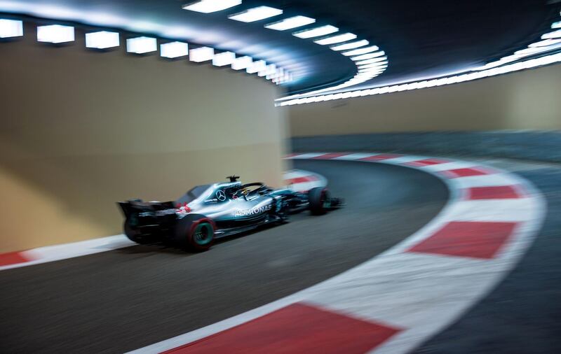 Mercedes' British driver Lewis Hamilton exits the pit tunnel.  AFP