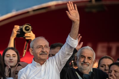 Turkey's main opposition leader Kemal Kilicdaroglu greets his supporters during a rally in May in Istanbul. Getty Images