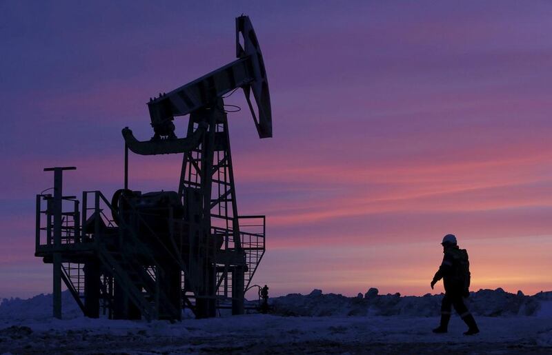 A pump jack on an oilfield in Bashkortostan, Russia. Crude prices are lower. Sergei Karpukhin / Reuters