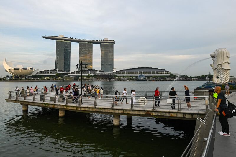 Cruise by the Marina Bay waterfront in Singapore on a 20-day trip from Dubai with Oceania. AFP