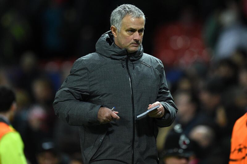 Manchester United's Portuguese manager Jose Mourinho leaves after the UEFA Champions League Group A football match between Manchester United and CSKA Moscow at Old Trafford in Manchester, north west England on December 5, 2017.
Manchester United won the game 2-1. / AFP PHOTO / Oli SCARFF