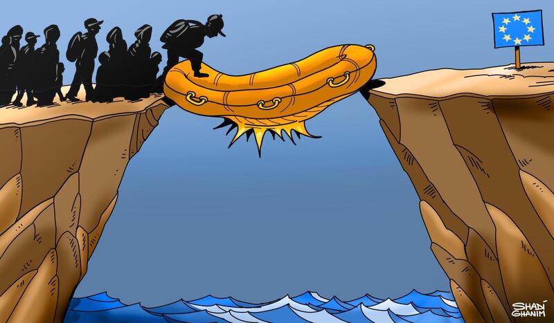Our cartoonist Shadi Ghanim's take on the plight of migrants as they reach safer shores in the EU.