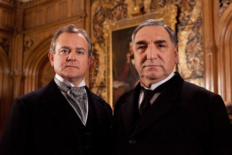 Hugh Bonneville as Lord Grantham, left, and Jim Carter as Mr Carson from Downton Abbey. Josh Barratt / AP / PBS  
