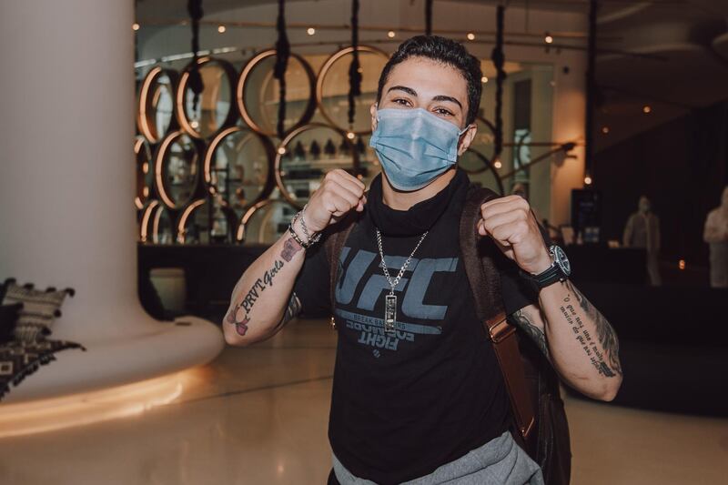 Jéssica Andrade arrives at W Abu Dhabi - Yas Island hotel ahead of UFC Fight Night. Courtesy UFC