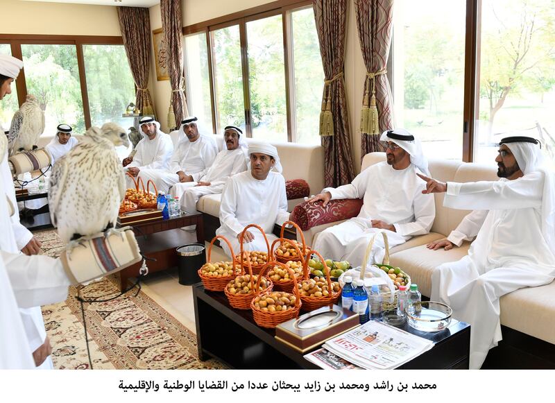 Mohamed Mubarak Al Mazrouei, Undersecretary of the Crown Prince's Court of Abu Dhabi, and Khalifa Saeed Sulaiman, Director-General of the Department of Protocol and Hospitality in Dubai, and a number of officials also attended the meeting.