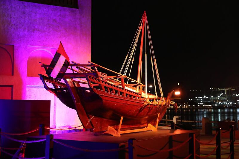 DUBAI, UNITED ARAB EMIRATES, Jan 09  – 2020 :- Miniature dhow on display during the Al Shindagha Days culture festival held at Al Shindagha Heritage District in Dubai.  (Pawan Singh / The National) Photo essay for Weekend. Story by Katy Gillett 