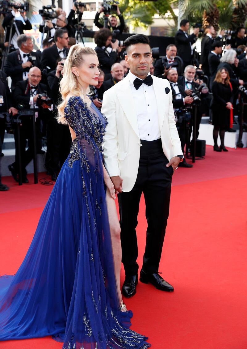 Colombian soccer player Radamel Falcao (R) and his wife Lorelei Taron (L) arrive for the Closing Awards Ceremony of the 72nd annual Cannes Film Festival, in Cannes, France, 25 May 2019. Photo: EPA
