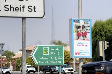 Dubai, United Arab Emirates - N/A. News. Coronavirus/Covid-19. A 'Stay Safe' sign in Jumeirah. Friday, September 11th, 2020. Dubai. Chris Whiteoak / The National