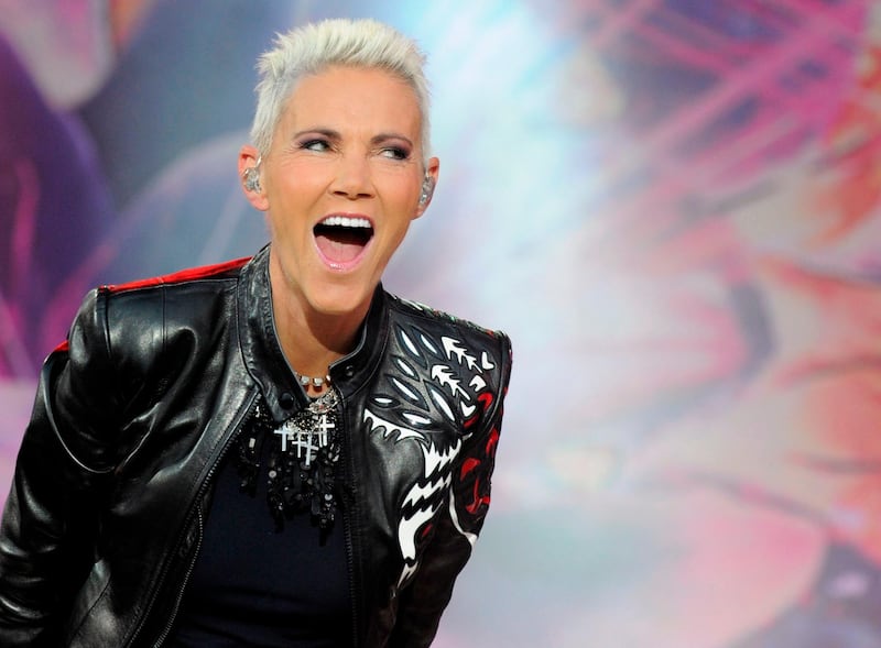 Picture taken on June 12, 2011 shows singer Marie Fredriksson of Swedish band Roxette performing during a concert in Oberursel near Frankfurt am Main, western Germany. As her management announced on December 10, 2019, Fredriksson died on December 9, 2019 at the age of 61. - Germany OUT
 / AFP / dpa / Boris Roessler
