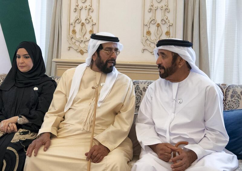 ABU DHABI, UNITED ARAB EMIRATES - April 22, 2019: HH Sheikh Tahnoon bin Mohamed Al Nahyan, Ruler's Representative in Al Ain Region (C) speaks with HH Sheikh Saif bin Mohamed Al Nahyan (R), during a Sea Palace barza. Seen with HE Dr Amal Abdullah Al Qubaisi, Speaker of the Federal National Council (FNC) (L). 

( Mohamed Al Hammadi / Ministry of Presidential Affairs )
---