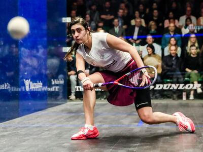 Mandatory Credit: Photo by TANNEN MAURY/EPA-EFE/Shutterstock (10129195q)
Nour El Sherbini of Egypt in action during the women's finals match of the 2018-2019 PSA World Championship squash tournament at Union Station in Chicago, Illinois, USA, 02 March 2019.
PSA World Championships in Chicago, USA - 02 Mar 2019