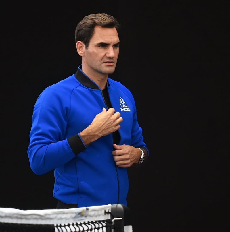 Roger Federer trains for the Laver Cup in London, which will be his last tournament before retiring from professional tennis. EPA 
