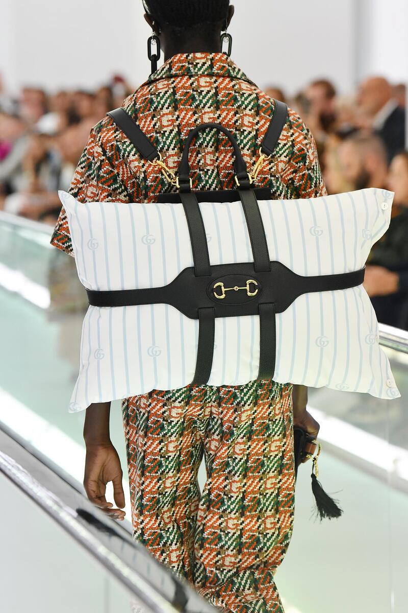 Is it a backpack or a pillow? This design featured in the Gucci spring/summer 2020 show during Milan Fashion Week. Getty