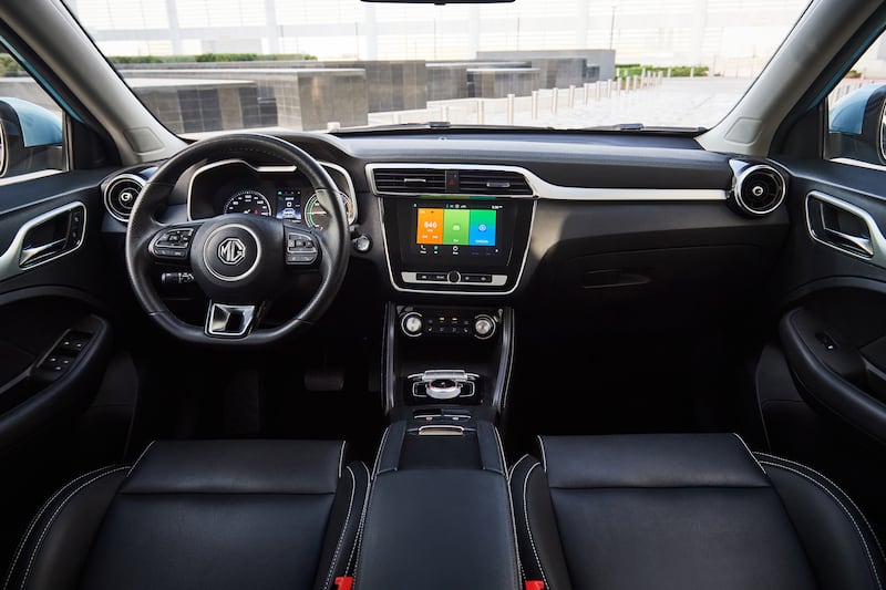 The interior has an 8.0-inch touchscreen for navigation, a reverse parking camera, Apple CarPlay and Android Auto