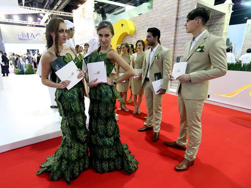 Models promote Al Barari projects at the Cityscape Global 2014 in Dubai. Satish Kumar / The National