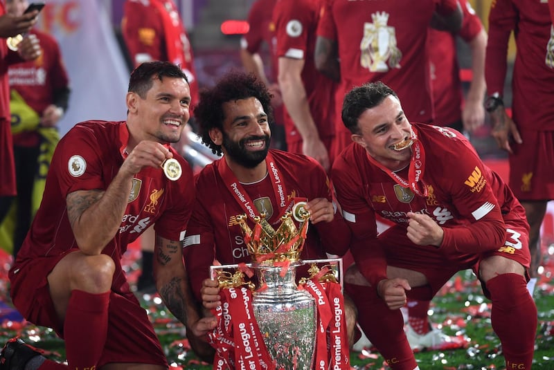 Dejan Lovren, Mohamed Salah and Xherdan Shaqiri. AP