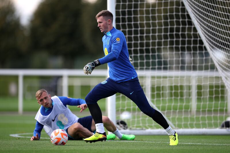 Dean Henderson during a training session at St George's Park. Getty