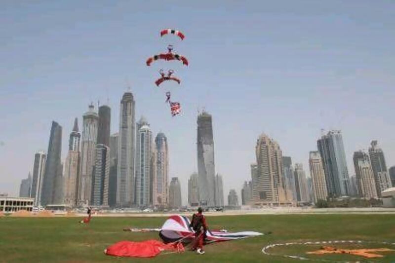 The Parachute Regiment Freefall Team, Red Devils, practicing at The Skydive complex near JBR last year.