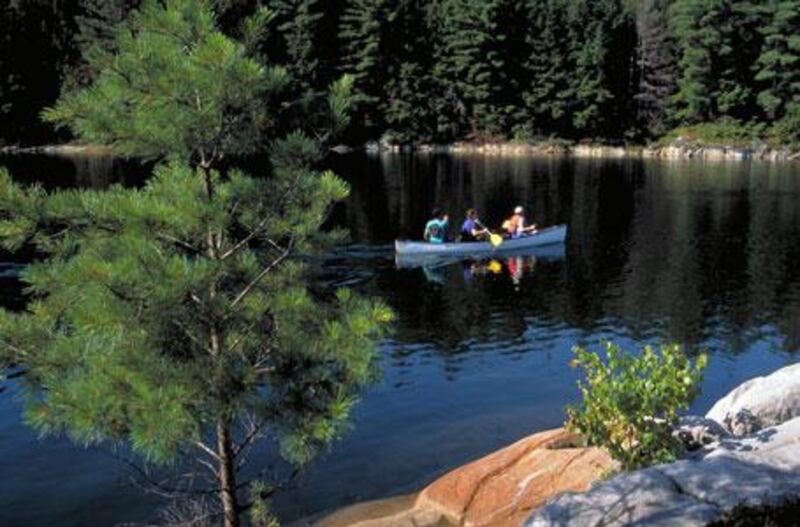 Canoeing at Killarney Provincial Park in Ontario, Canada.