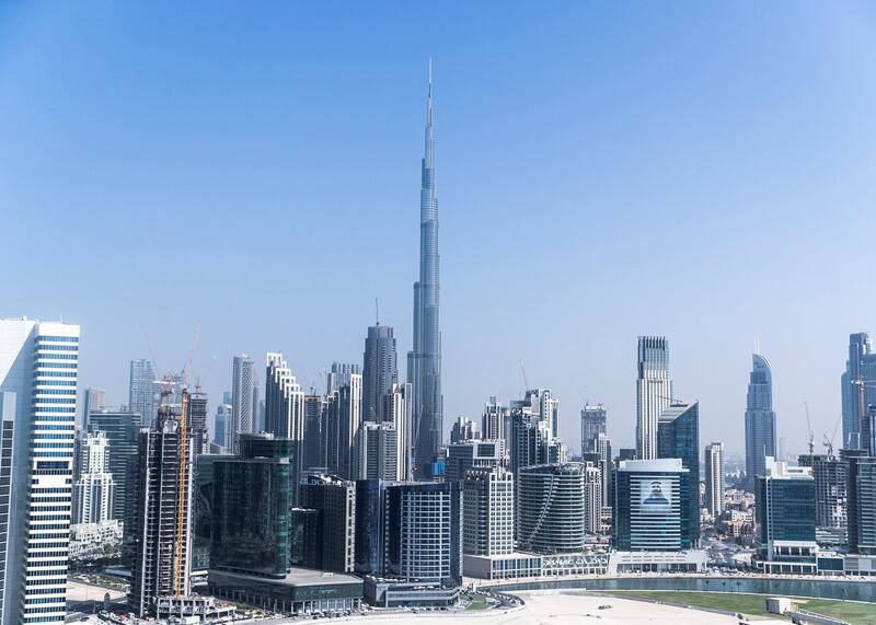 DUBAI, UNITED ARAB EMIRATES. 29 OCTOBER 2019. Dubai skyline seen from Deyaar properties on Business Bay.(Photo: Reem Mohammed/The National)Reporter:Section: