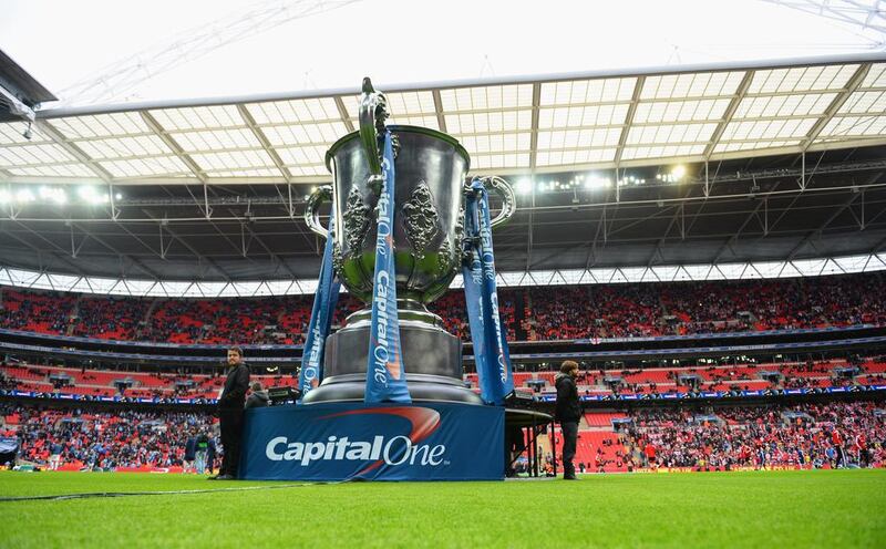 A large Capital One Cup is pictured prior to the final between. Michael Regan / Getty Images
